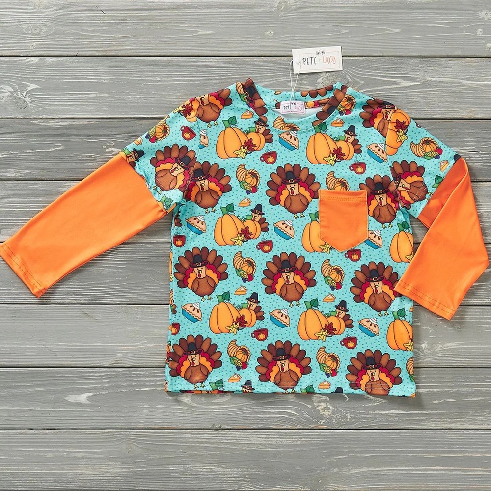 Pete & Lucy Give‎ Thanks Toddler Boy Long Sleeve Shirt Size 4T